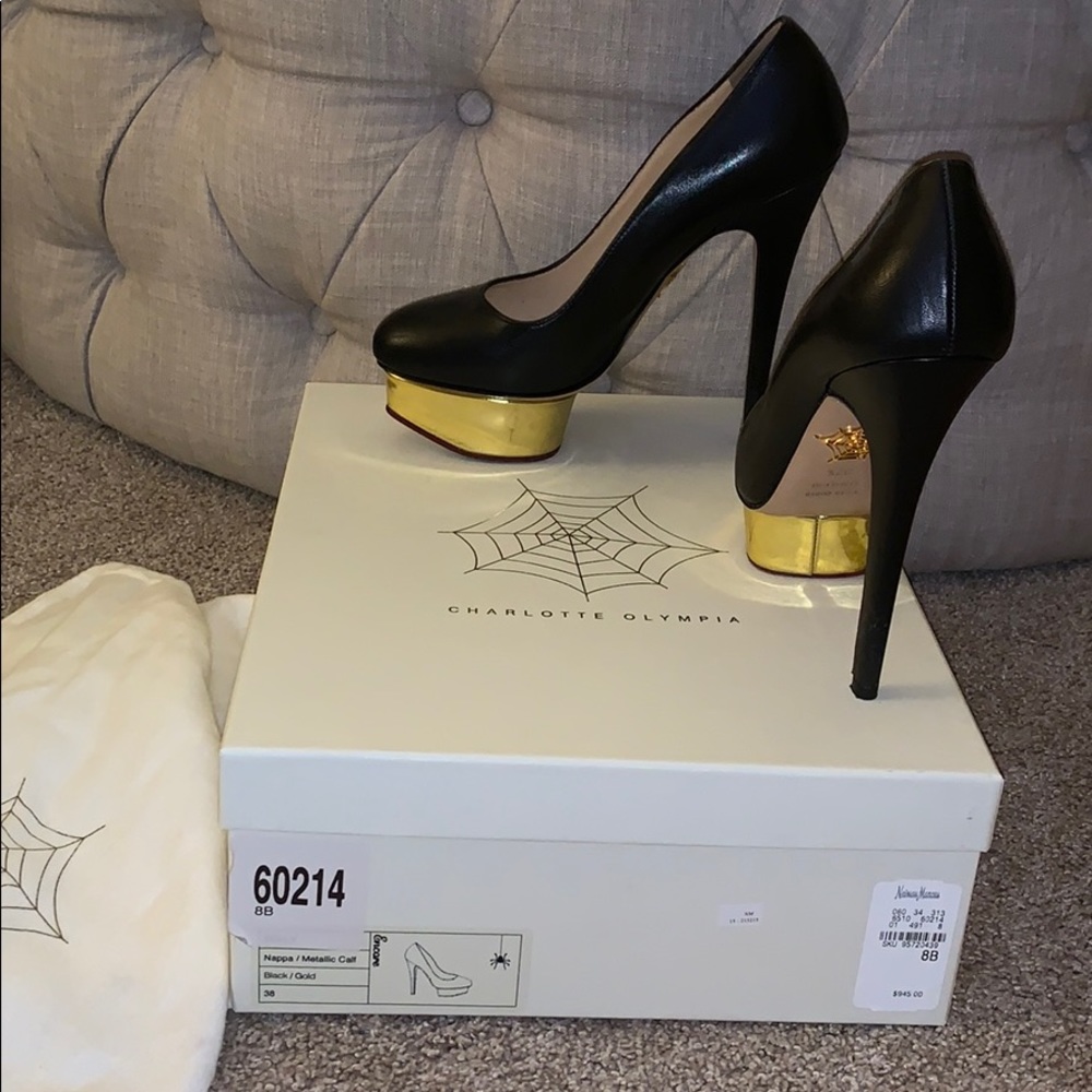 Charlotte Olympia - Black/Gold Pump: Heels Size 38